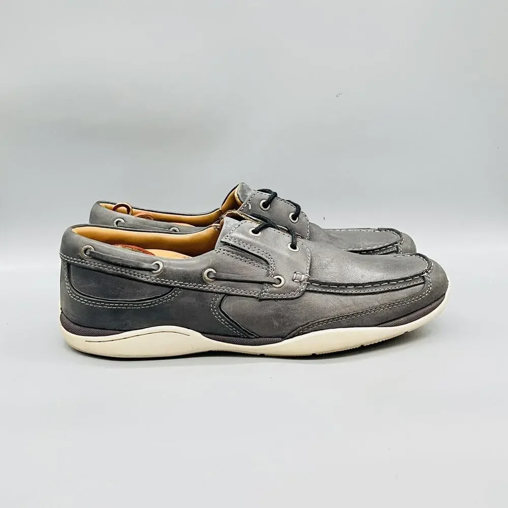Johnston & Murphy Shoes Mens 12 Gray Leather XC4 Boat Moc Toe Casual Comfort